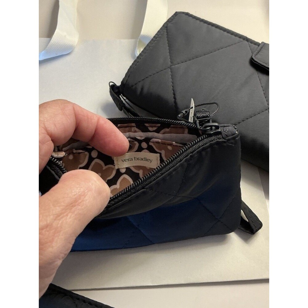 3 Pieces Vera Bradley Moonless Light Black Ultralight Wristlet, ID Case, Strap - Picture 5 of 9